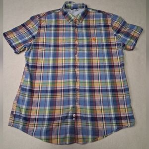 U.S. Polo Assn. Men's Blue Plaid Short-Sleeve Button-Up Shirt